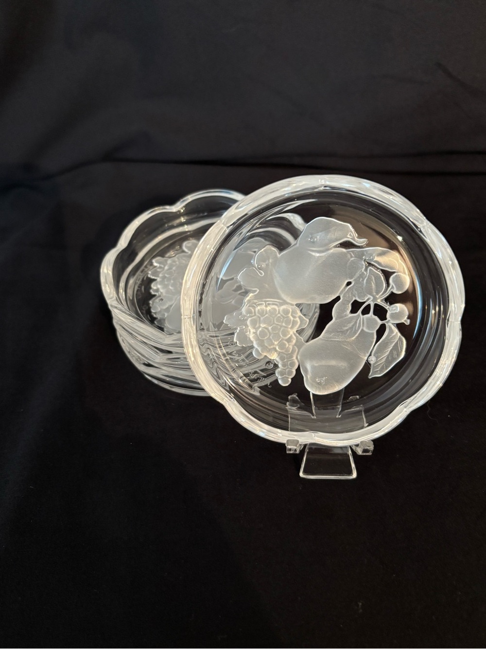 Vintage Val St Lambert Brussels Crystal Fruit Coasters Set of 4 Heavy